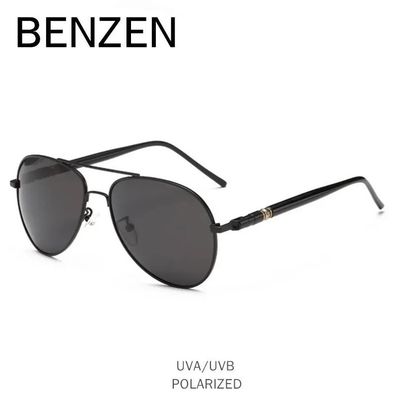 BENZEN, классические солнцезащитные очки пилота, мужские, фирменный дизайн, UV 400, поляризационные очки для вождения, Винтажные Солнцезащитные очки, черные, 9052