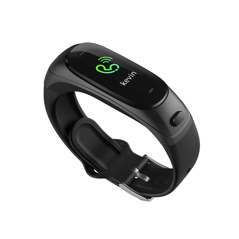Black V08S цветной экран умный браслет Bluetooth гарнитура 2 в 1 браслет пульсометр Монитор артериального давления с микрофоном музыкальные наушники - Цвет: Black