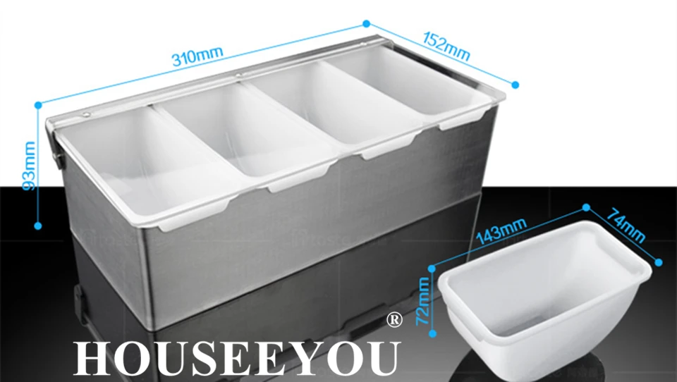 HOUSEEYOU 4in1 Salt Pepper Condiment Seasoning Box Container Herb Spice Jar Containers Sugar Can Stainless Steel Kitchen Storage