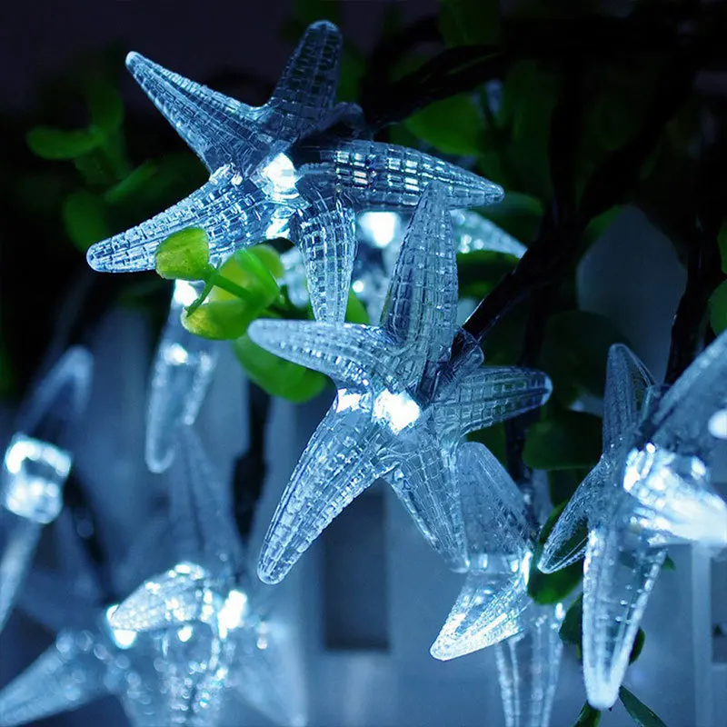Dcoo Морская звезда Солнечная гирлянда 20ft 30 Led Фея Хэллоуин Рождество огни декоративное освещение для внутреннего/наружного сада