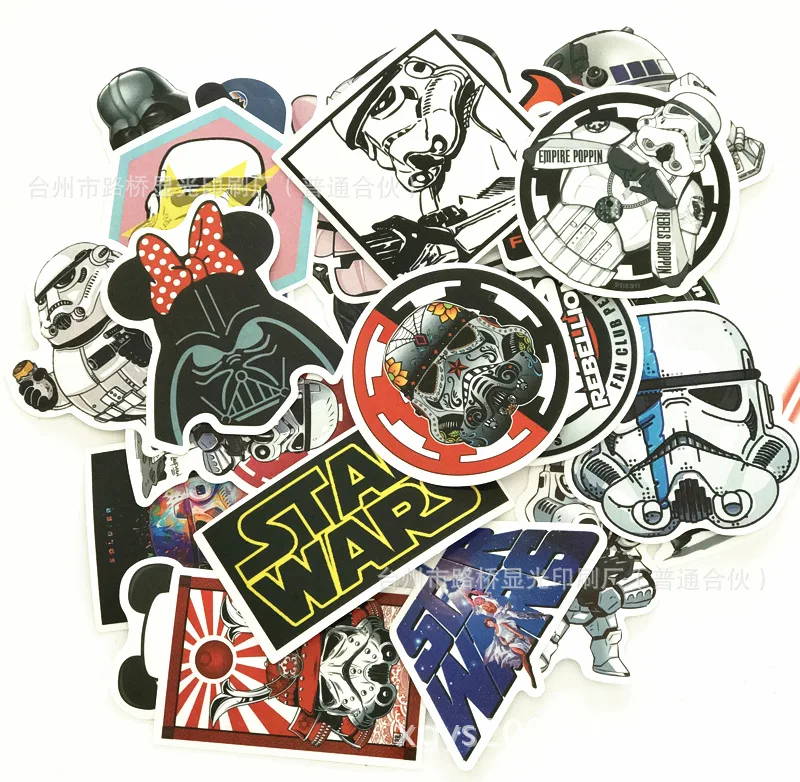 25 шт. мультяшным принтом «Star Wars» Стикеры прохладно DIY каракули Водонепроницаемый Стикеры s ПВХ Творческий игрушечные наклейки для ноутбука Чемодан сумки стайлинга автомобилей