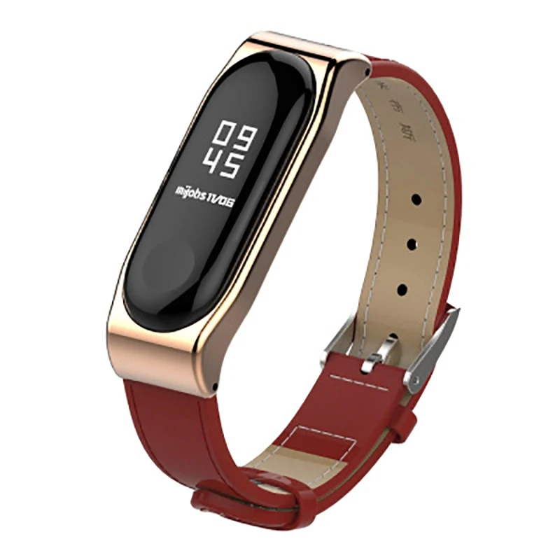 Ремешок для браслета Xiaomi Mi Band 3 из натуральной кожи Сменные Металлические