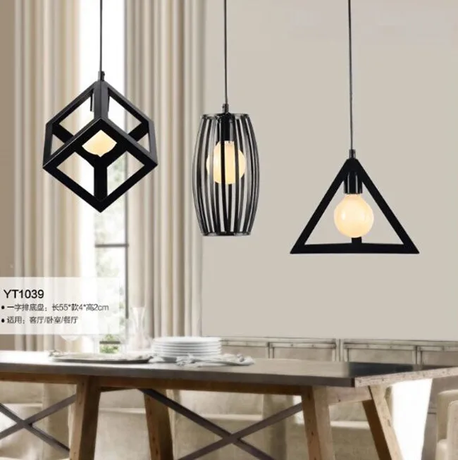 Винтажный подвесной светильник в стиле ретро s лампа металлическая кубическая