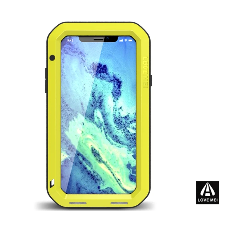 Lovemei чехлы для iPhone XS алюминиевый металл + стекло Gorilla Shock Drop водонепроницаемый
