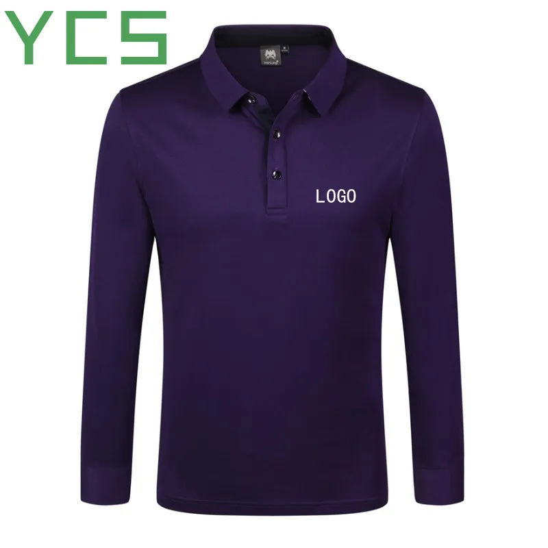 Deep purple YCS Store custom85% хлопок, рубашка поло с длинным рукавом для мужчин/женщин, пользовательское имя текста, персонализированное сообщение или изображение для рубашка-поло унисекс - Цвет: Deep purple