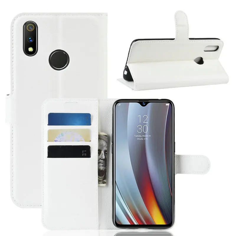 Роскошный кожаный чехол книжка для Realme 3 Pro RMX1851 бумажник с подставкой телефона