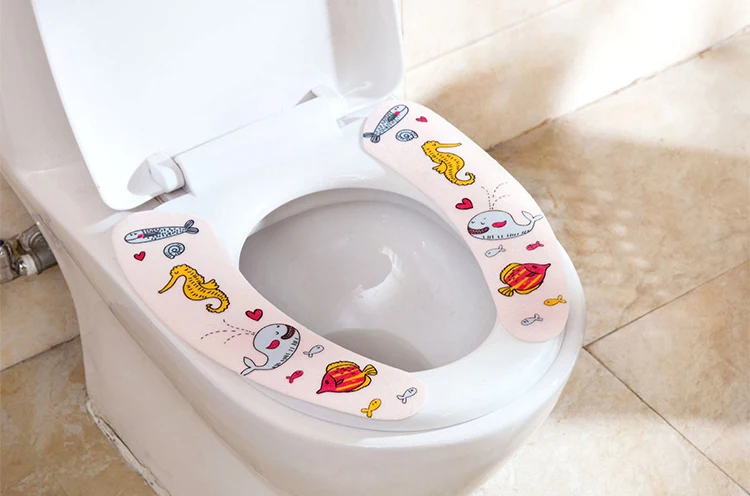1 Pair Soft Toilet Mat Warm Toilet Seat Cover Pad Sticky Closestool Lid Mat Home WC Decoration Bathroom Accessories