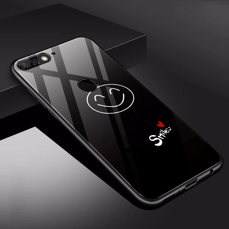Для Huawei P Smart Case PSmart задняя крышка из закаленного стекла для телефона черный