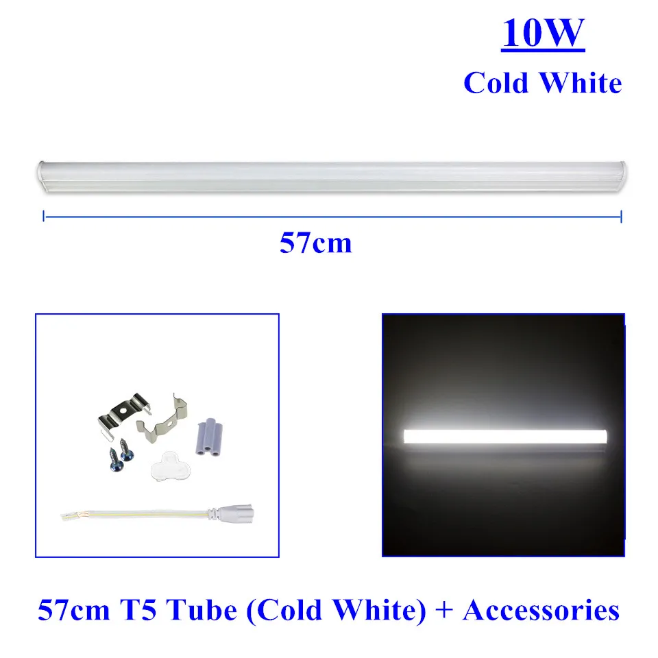 10w Tube Cold White Светодиодная лампа в светодиодных Лампах T5 6 Вт/10 Вт 29 см 57 см Алюминиевая лампада светодиодные лампы для дома освещение Холодный/теплый белый 220 В - Испускаемый цвет: 10w Tube Cold White