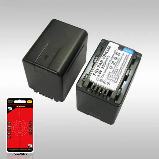 

2 Pieces Decoded Camera Battery Replace For PANASONIC VBK360 Fit For TM55, TM60, SDR-H100, T70, H85, T50, T55 3.7V 3580mAh