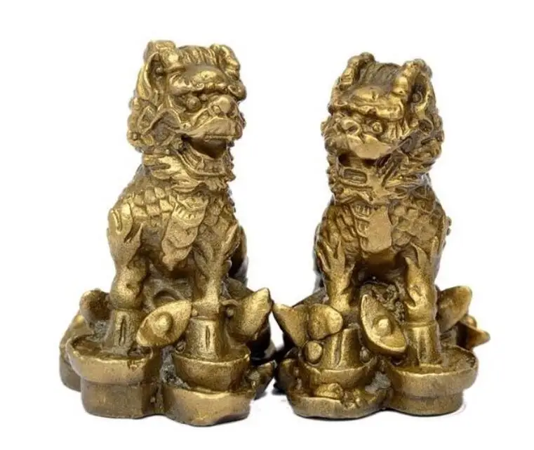 4&quot Chinese Copper bronze feng shui Evil Dragon beasts Kylin Qilin Beast statue | Дом и сад