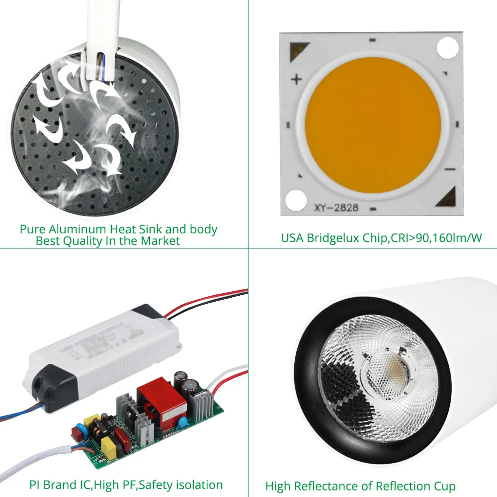 Светодиодный трековый свет 30W Rail Lamp 85 265V COB Spot для Mall Exhibition Office Shop Кухонный