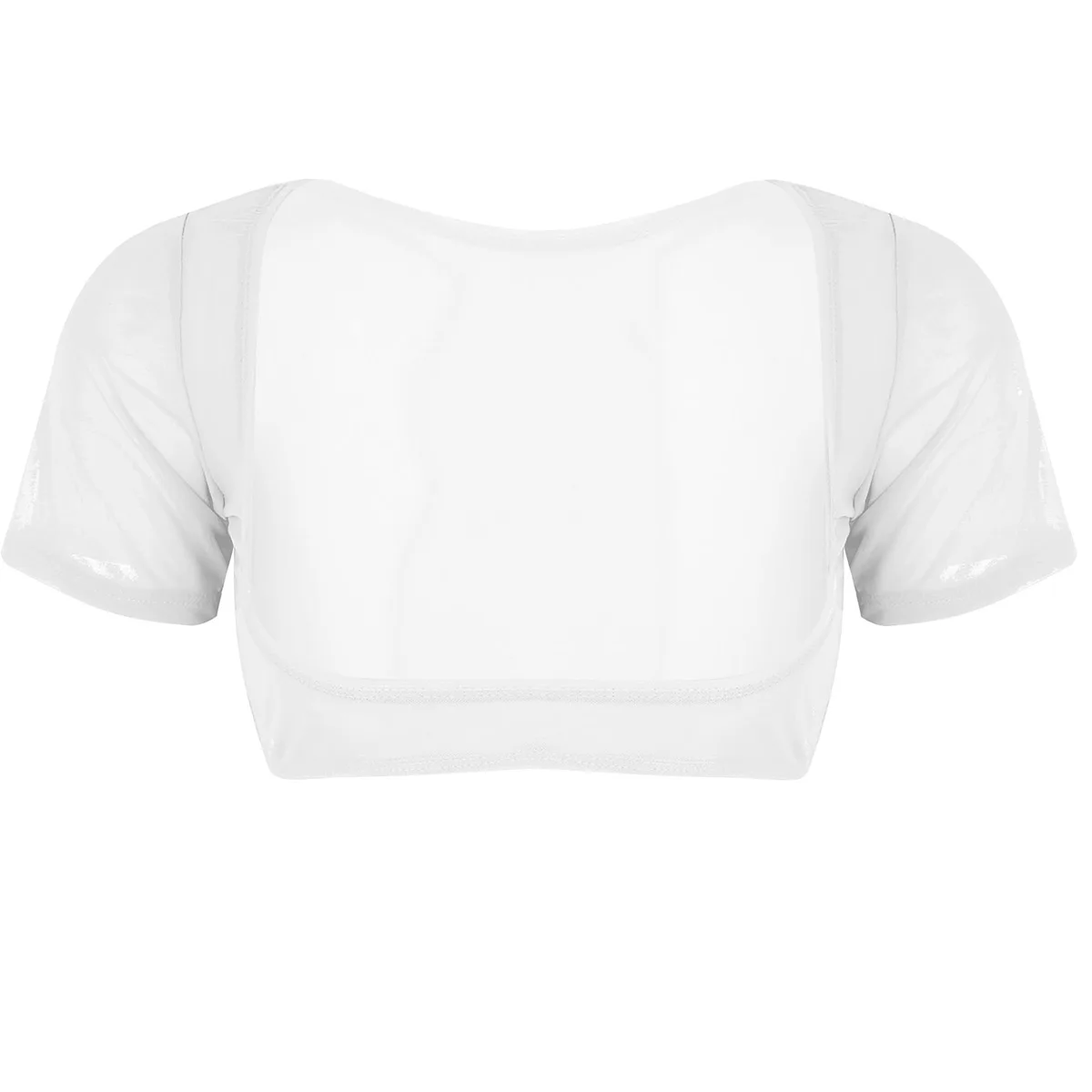 White Tiaobug модные женские туфли с верхом из мягкой сетки, просвечивающее прозрачная укороченный Топ короткий рукав Открыть Бюст пикантные женские прозрачные Клубные вечерние топ на бретелях - Цвет: White