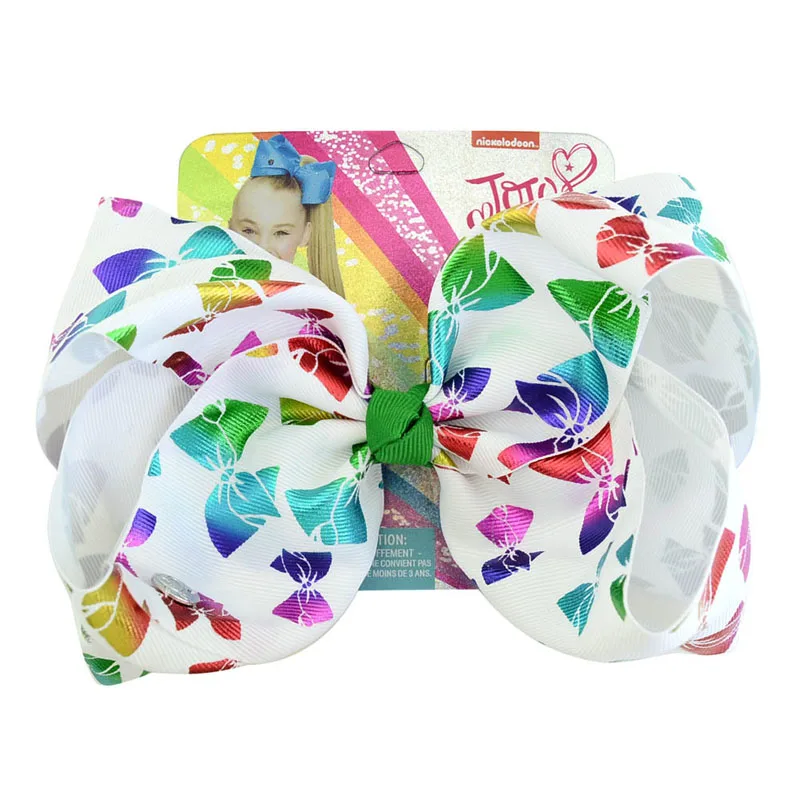 New Printed 1Pc 8 Inch jo Large Bow Clip Butterfly Hairpin Big Hair Solid Color Handmade Accessories For Girls Kids |
