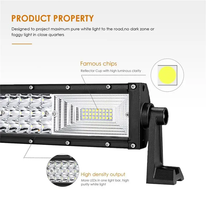 Oslamp 594 Вт 42 дюйма 3 РЯД изогнутый СВЕТОДИОДНЫЙ светильник Бар Offroad Combo Луч