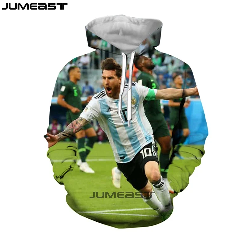 Jumeast бренд для мужчин/для женщин 3D печатных Толстовка Футбол Звезда Лионель Месси с длинным рукавом Мода кепки Толстовка спортивный пуловер толстовки - Цвет: 07