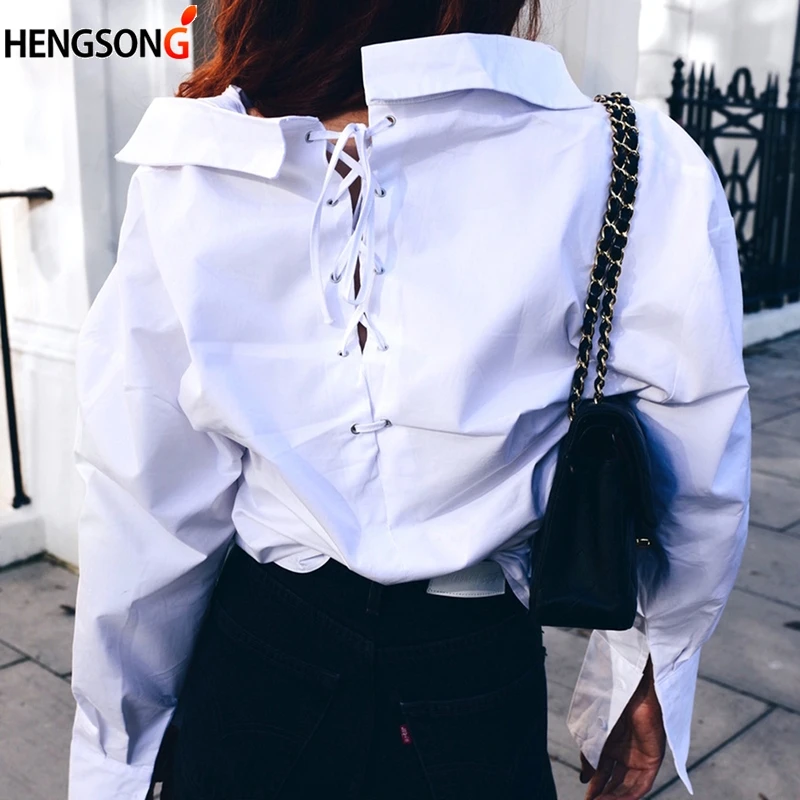 Женская Базовая рубашка с v образным вырезом однотонная длинным рукавом