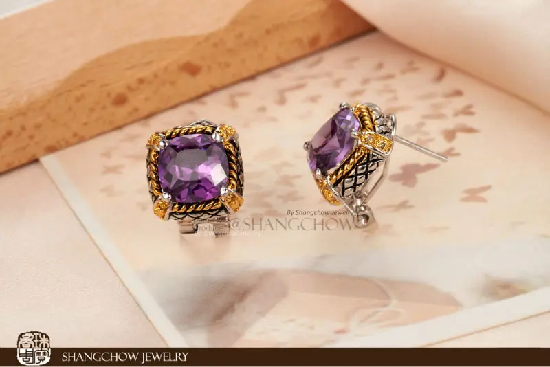 

New! Stunning Fashion Jewelry Purple Quartz 925 Sterling Silver Earrings E0045
