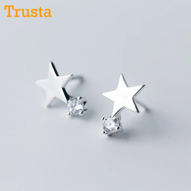 Trusta, 925 пробы, серебряные ювелирные изделия, женские модные милые Полые серьги-гвоздики для девочек, детей, леди DA07