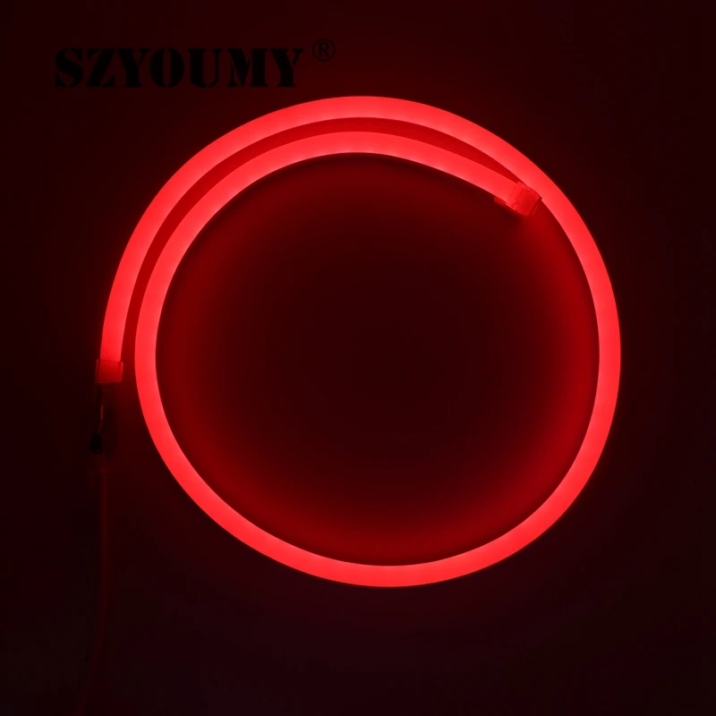 SZYOUMY на глубину до 50 м Водонепроницаемый IP67 Светодиодные ленты огни гибкий 220 V SMD2835 RGB 120 светодиодный s неоновый свет 8*16 мм боковые яркая лампа