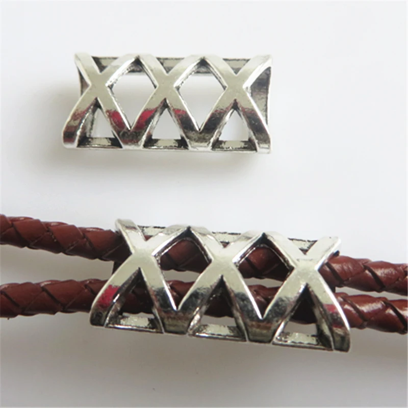 

10pcs Crossed Silde Spacer Charm For 5mm Round Leather Cord