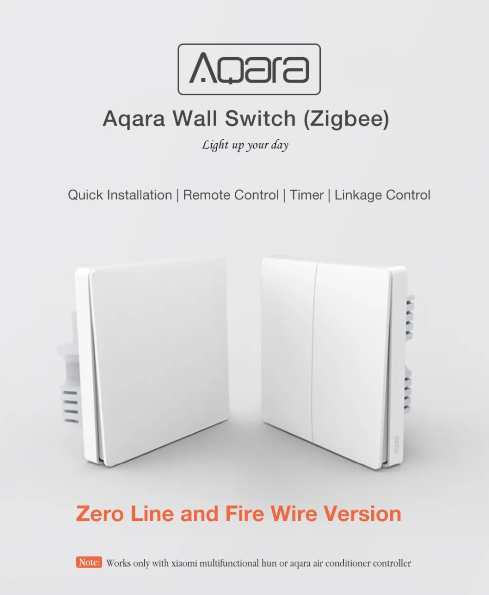 Xiao mi Aqara настенный выключатель, умный ZigBee Zero Line Fire Wire светильник с дистанционным управлением, беспроводной ключ, настенный переключатель mi Home