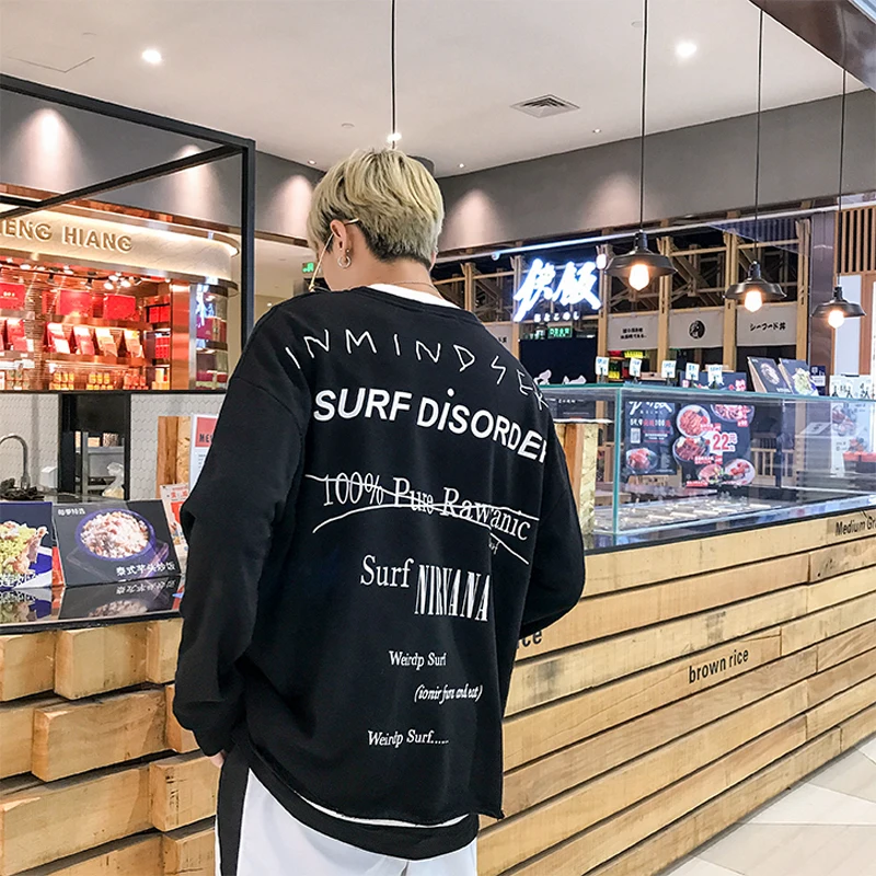 2018 новые осенние Для мужчин Цвет простой молодежная мода пуловер с длинными