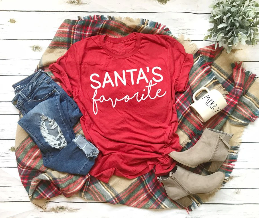 SANTA'S любимая футболка с забавным слоганом Женская модная хипстерская