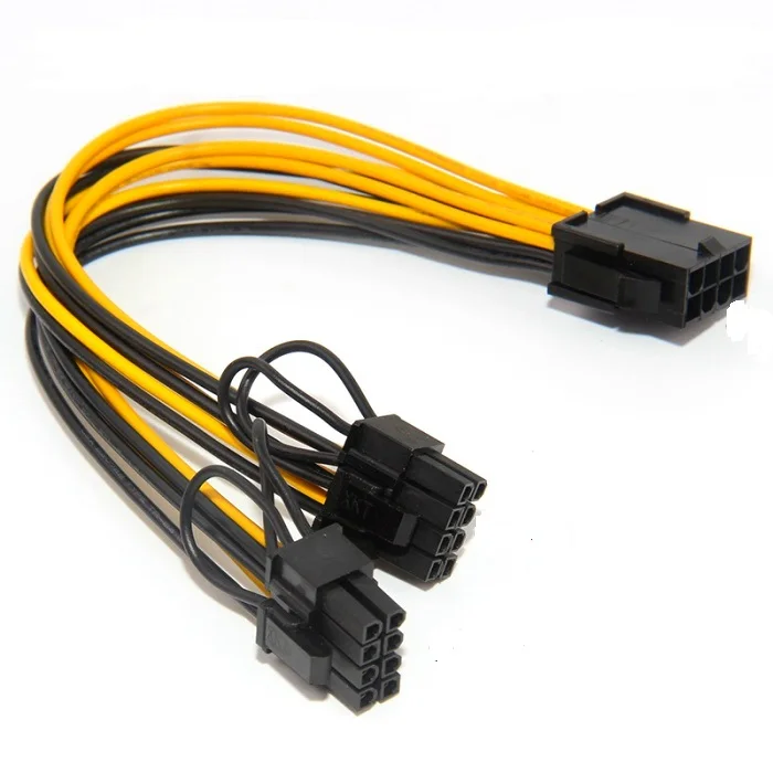 

Hot sale 5pcs/lot CPU 8pin Female to dual PCI-E PCI Express 8p( 6+2 pin ) Male power cable 18AWG wire for graphics card For BTC
