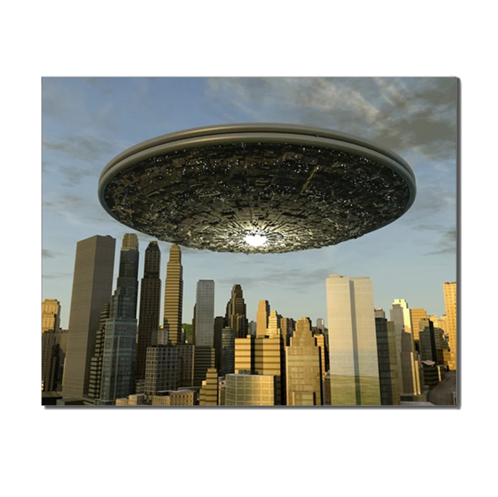 НЛО City Building научная фантастика без рамки Популярный Домашний Декор подарок