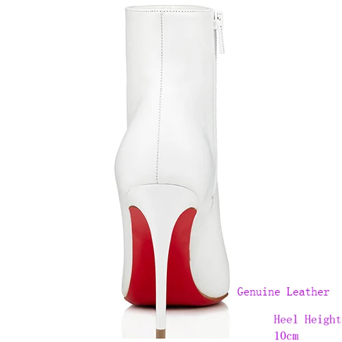 White 10cm So Kate Booty/100 мм туфли из лакированной кожи на тонком каблуке с красной подошвой и острым носком ботильоны женские модельные черные и белые размера плюс 46 - Цвет: White 10cm