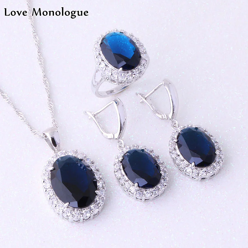 Женский монолог с камнями свадебный набор ювелирных украшений синим