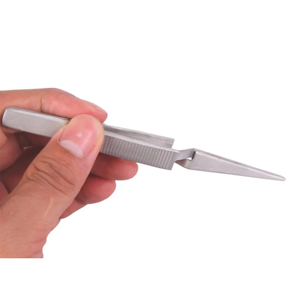 

1Pcs 121mm Cross Lock Stainless Steel Precision Tweezers Reverse Action Tweezers Maintenance Hand Tools