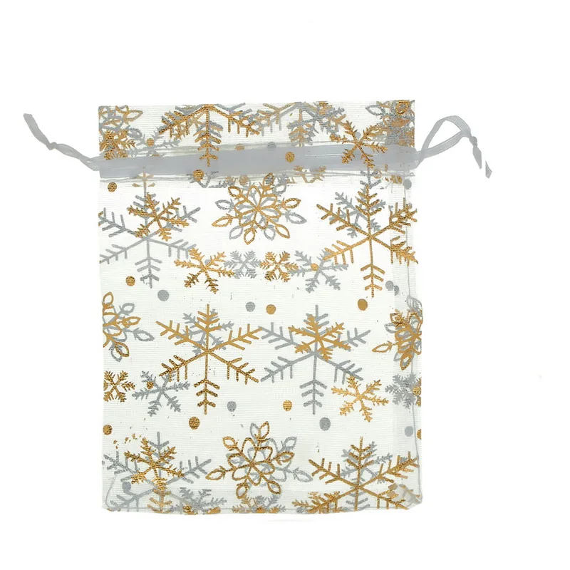 LASPERAL 25 шт Золотые снежинки на шнурке рождественские сумки из органзы Свадебные