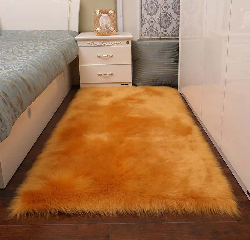 brown yellow Пушистые ковры из искусственной шерсти прямоугольник Пол для гостиной спальни коврики обеденные домашний декор стол Прихожая моющийся ковер - Цвет: brown yellow