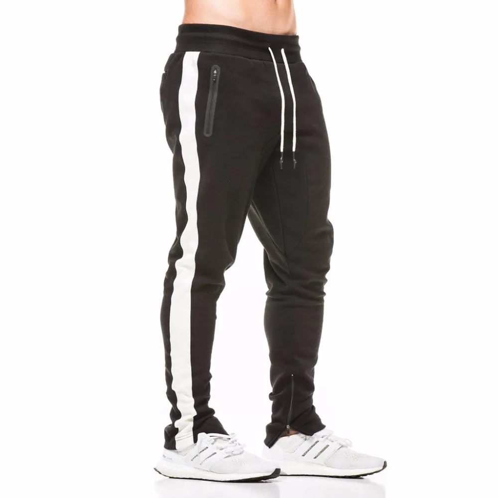 Black zipper Брендовые мужские штаны в стиле хип-хоп, шаровары для бега,, мужские брюки, мужские одноцветные штаны для бега, спортивные штаны, большой размер - Цвет: Black zipper