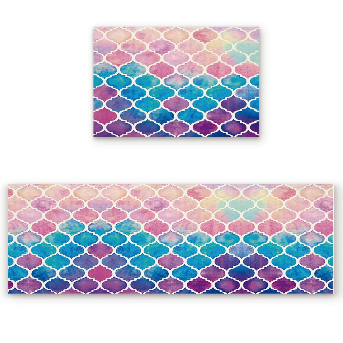 Цветной сафьян геометрические проверки 2 шт коврик на кухню под домашним