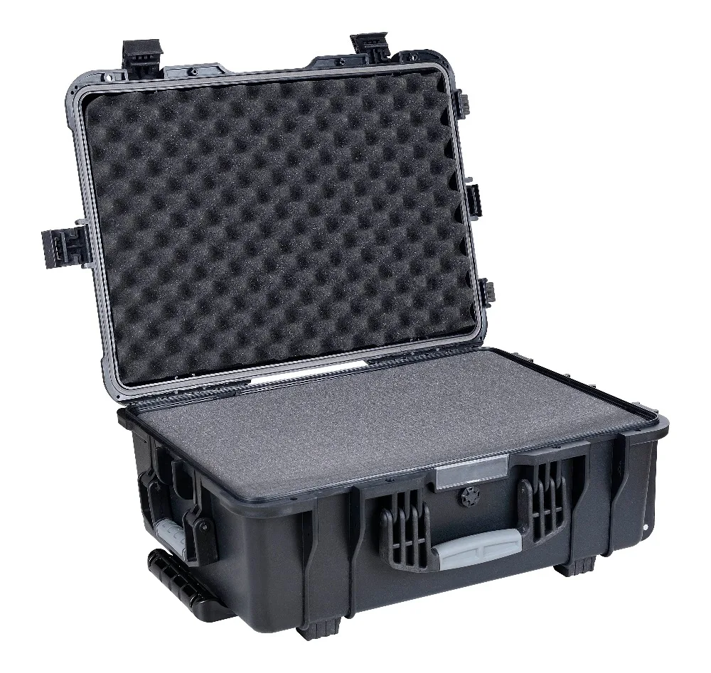 waterproof injection mould Plastic hard trolley case with foam inserts