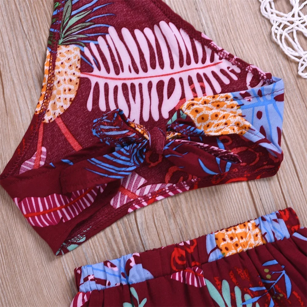 Летний укороченный топ с открытыми плечами для маленьких девочек комплект из 2