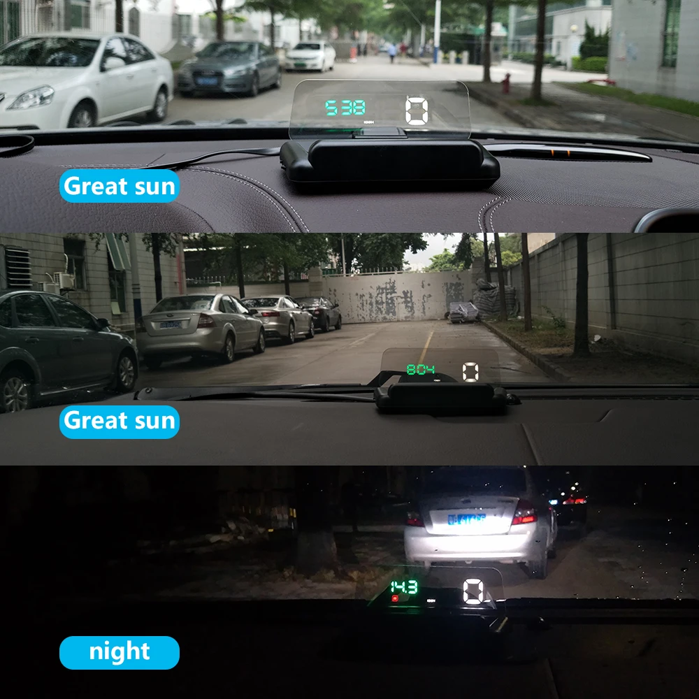 Автомобильное головное устройство 5&#x27;&#x27; Car HUD с дисплеем OBD2 II EUOBD, защитой лобового стекла, спидометром, предупреждением о превышении скорости и инструментом диагностики вождения.