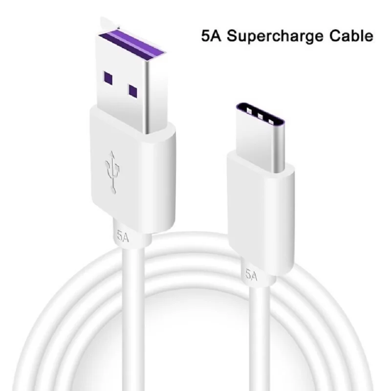 huawei type C кабель 5A Супер USB кабель для передачи данных фиолетовая линия(белый) высокая сила тока Быстрая зарядка многослойная безопасность