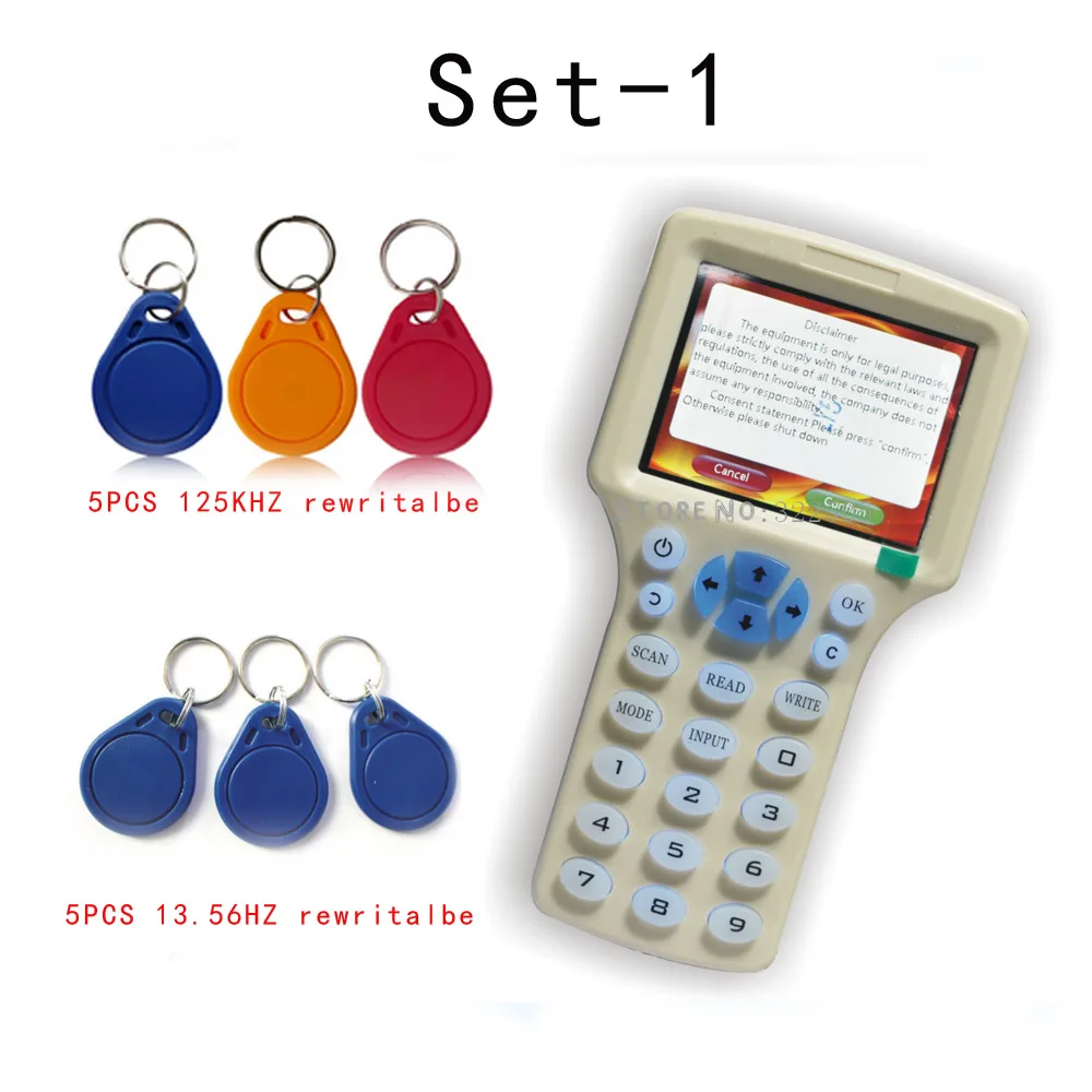 Set-1 Английский 10 частоты RFID Копир ID IC ридер писатель копия M1 13,56 МГц зашифрованный Дубликатор Программист USB порты - Цвет: Set-1