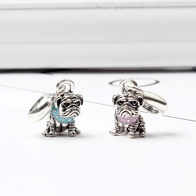 Btuamb Новое поступление 2 Цвета Эмаль мопса собака Подвеска бусины подходит бренд