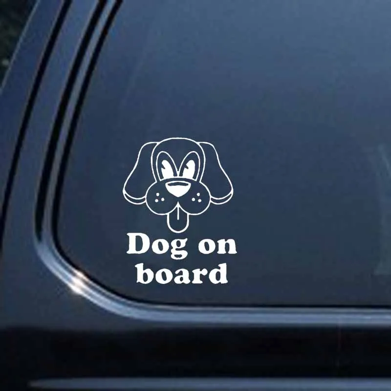 

YJZT 13CM*16.6CM Funny Cute Animal Pet Dog On Board Vinyl Car Decal Black/Silver C2-3232