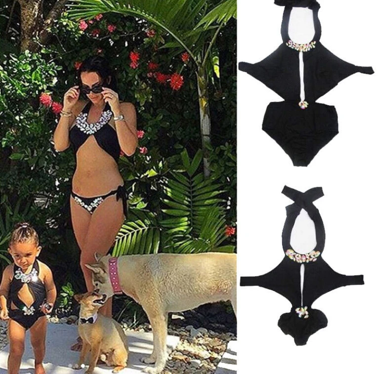 One Piece Mother Daughter Bikini Swimwear Family Matching Hollow Out Bandage Swimsuit Bathing Suit Summer Beachwear | Спорт и