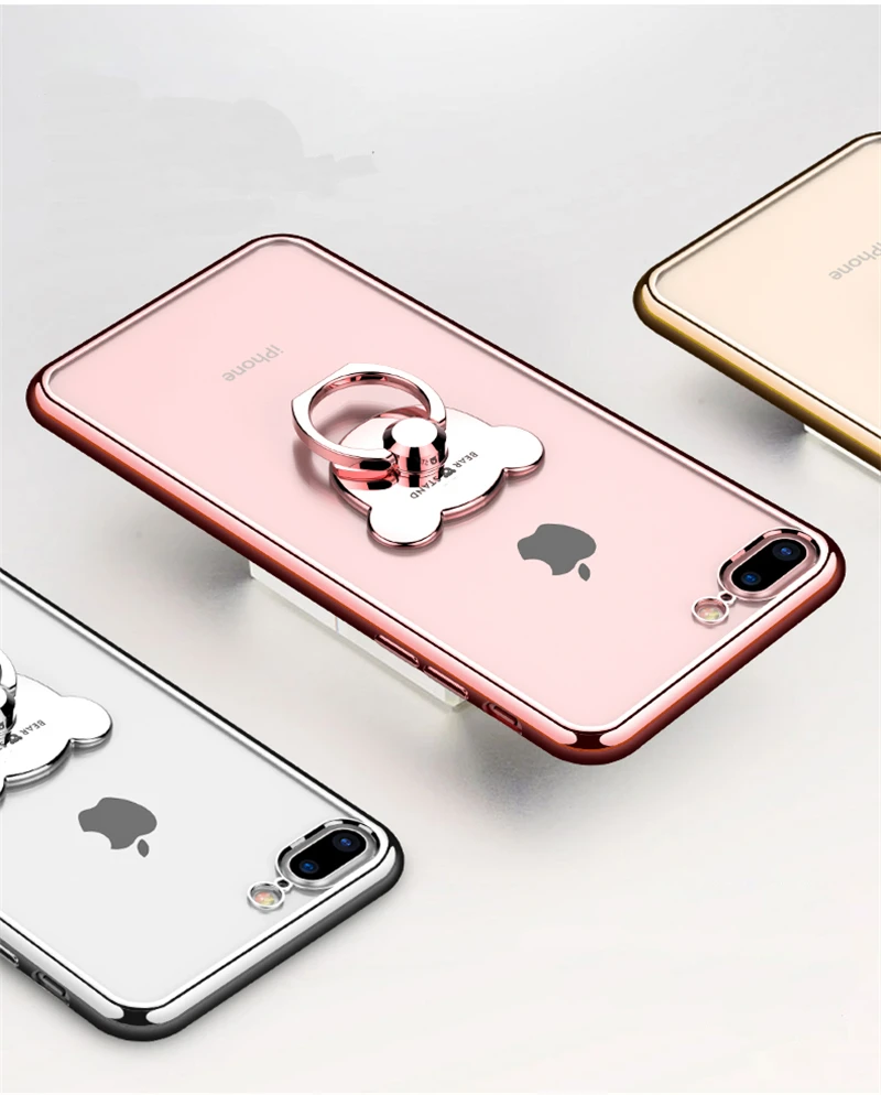 Милый мягкий силиконовый чехол с покрытием для iPhone X XS MAX XR 8 7 Plus кольцом