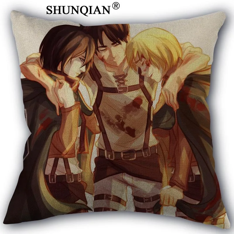Pillow Cover Наволочка на заказ "атака на Титанов", высокое качество, домашний текстиль, хлопок, лен, одна сторона, наволочки, 45x45 см, декоративная наволочка - Цвет: Pillow Cover