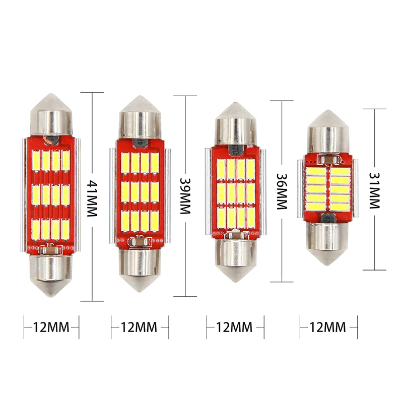 50 шт. фестон C5W CANBUS 31/36 мм 39/41 без ошибок 4014 12LED 10Smd Внутренняя купольная лампа