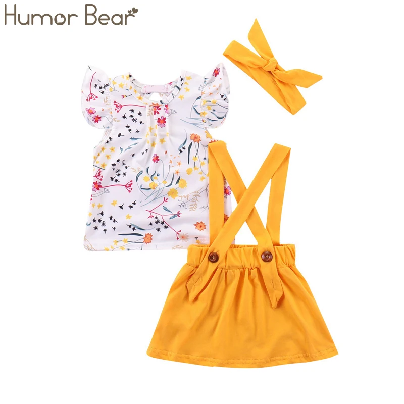 Humor Bear/Одежда для маленьких девочек детский комплект, модная футболка с короткими рукавами и бантом+ штаны, комплект одежды для маленьких девочек, комплект детской одежды с героями мультфильмов
