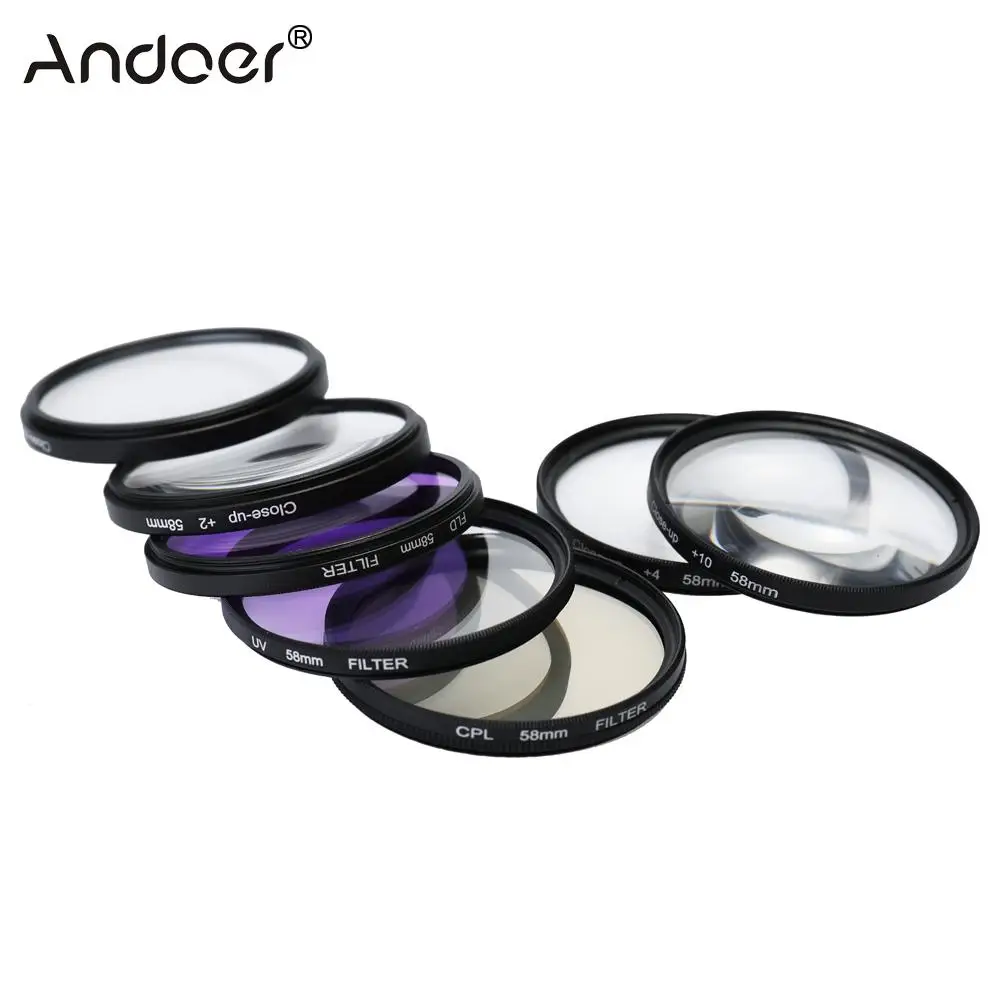 Комплект фильтров для объектива Andoer 52 мм 58 UV CPL FLD с набором макросъёмных